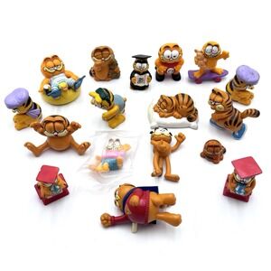 VTG  1978-81 Garfield Figures 1" To 2.5" Lot Of 17 United Feature Syndicated EUC